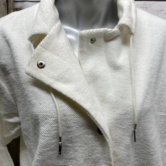 Company Ellen Tracy Snap Close White Knit Sweater Jacket Coat NWT Draw String XL - Picture 5 of 15